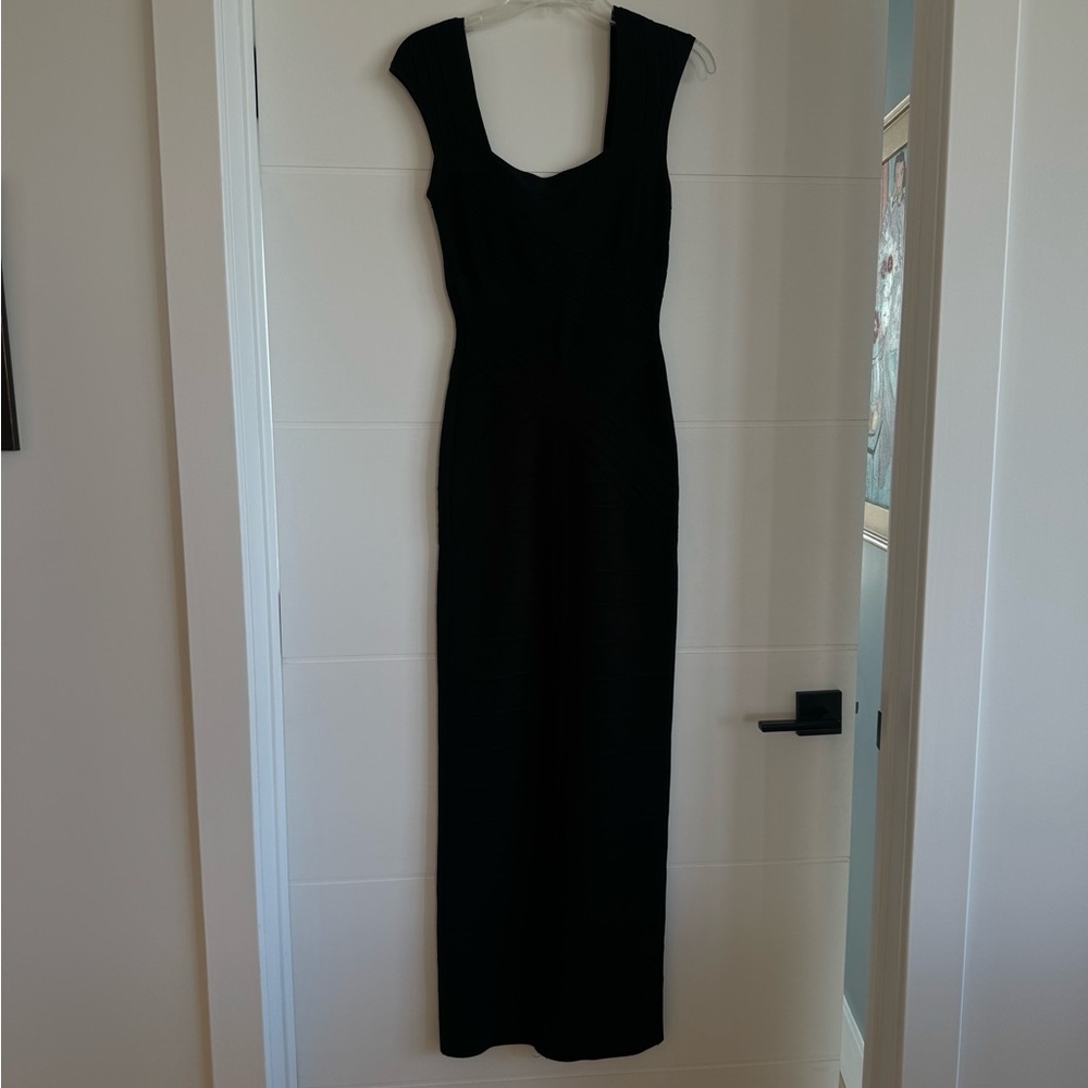 Herve Leger Black Sleeveless Sheath Maxi Dress